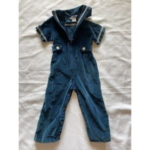 Vintage Little Goodies By Good Lad Sailor Romper Boys Size 18 Months Blue Velvet